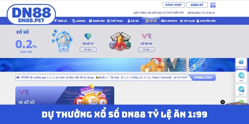 Dự thưởng xổ số DN88 tỷ lệ ăn 1:99